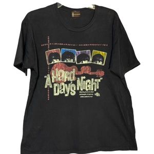 Aces & Eights BEATLES "A Hard Days Night Movie” 2005 FADED Black Band T-Shirt